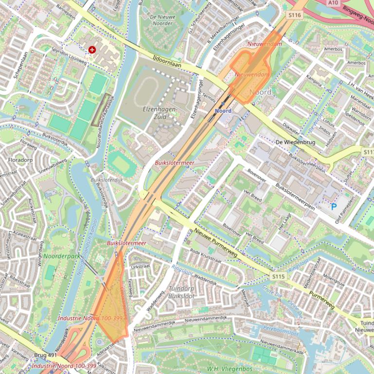 Kaart van postcodegebied 1022BP.