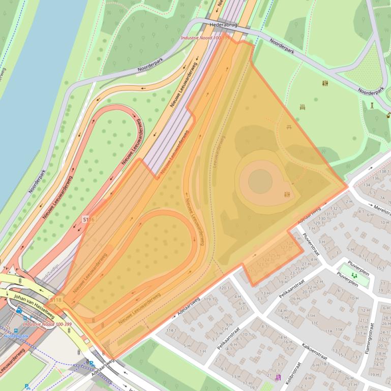 Kaart van postcodegebied 1022CB.