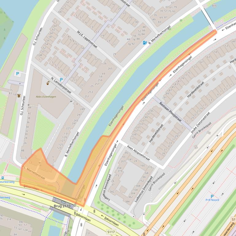 Kaart van postcodegebied 1022KA.