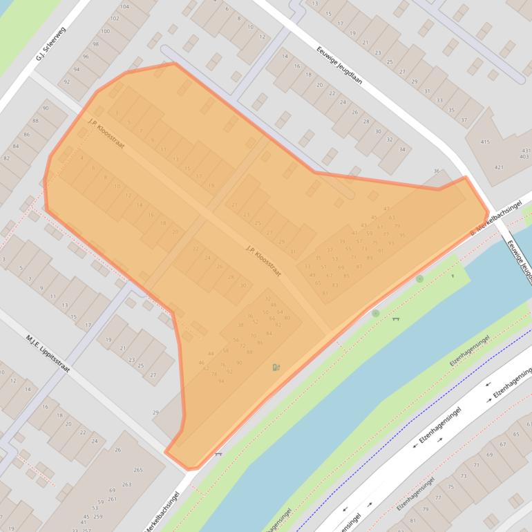 Kaart van postcodegebied 1022KD.