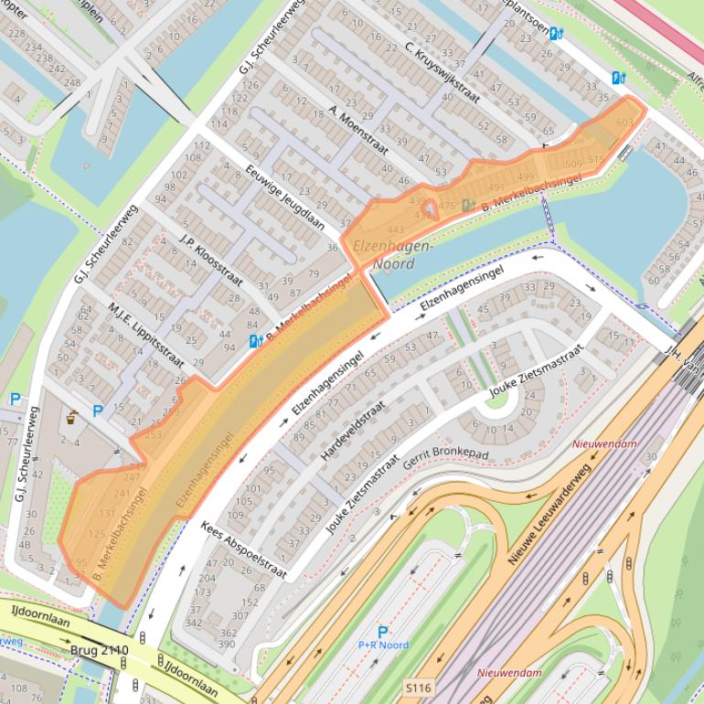 Kaart van postcodegebied 1022KE.
