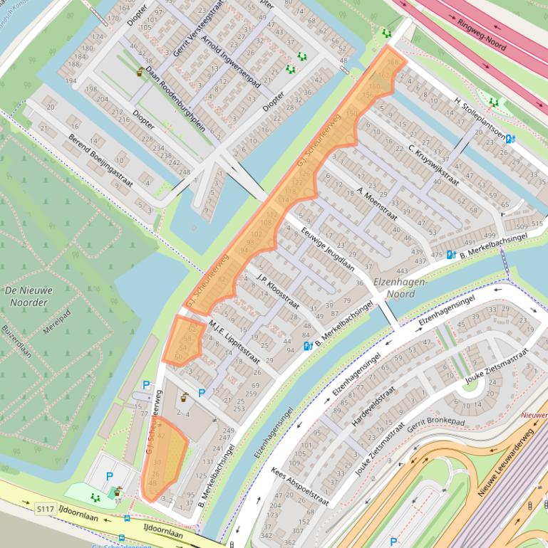 Kaart van postcodegebied 1022KL.