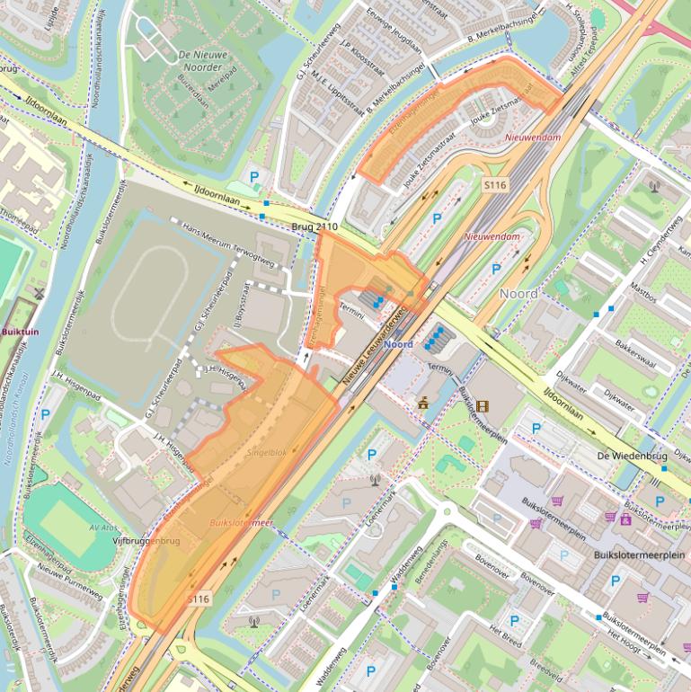 Kaart van postcodegebied 1022LA.