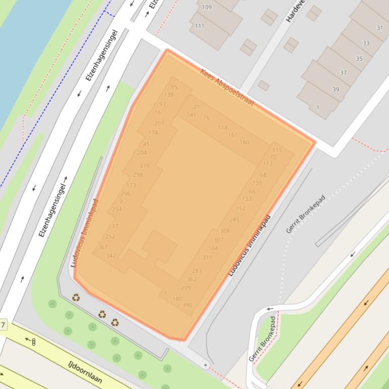 Kaart van postcodegebied 1022LC.