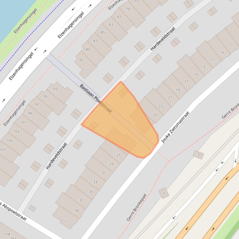 Kaart van postcodegebied 1022LH.