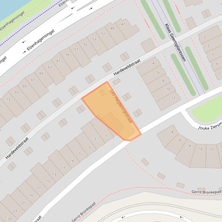 Kaart van postcodegebied 1022LJ.