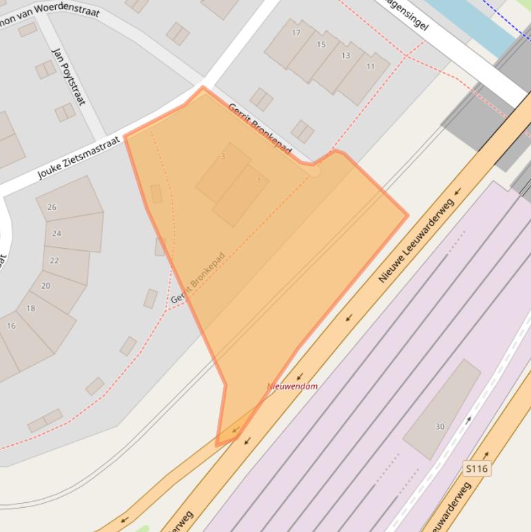 Kaart van postcodegebied 1022LL.