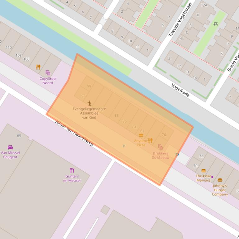 Kaart van postcodegebied 1022WX.