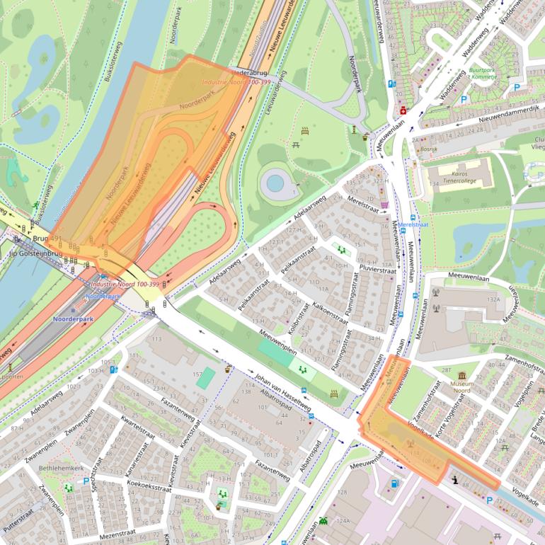 Kaart van postcodegebied 1022WZ.
