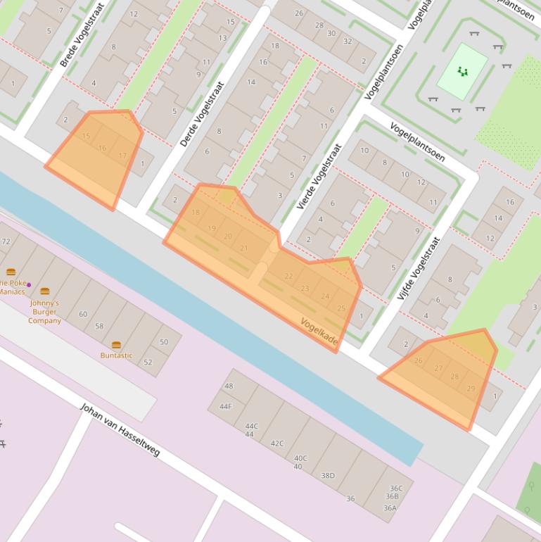 Kaart van postcodegebied 1022XB.