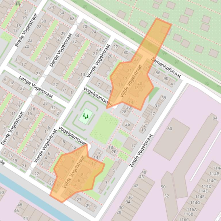 Kaart van postcodegebied 1022XD.