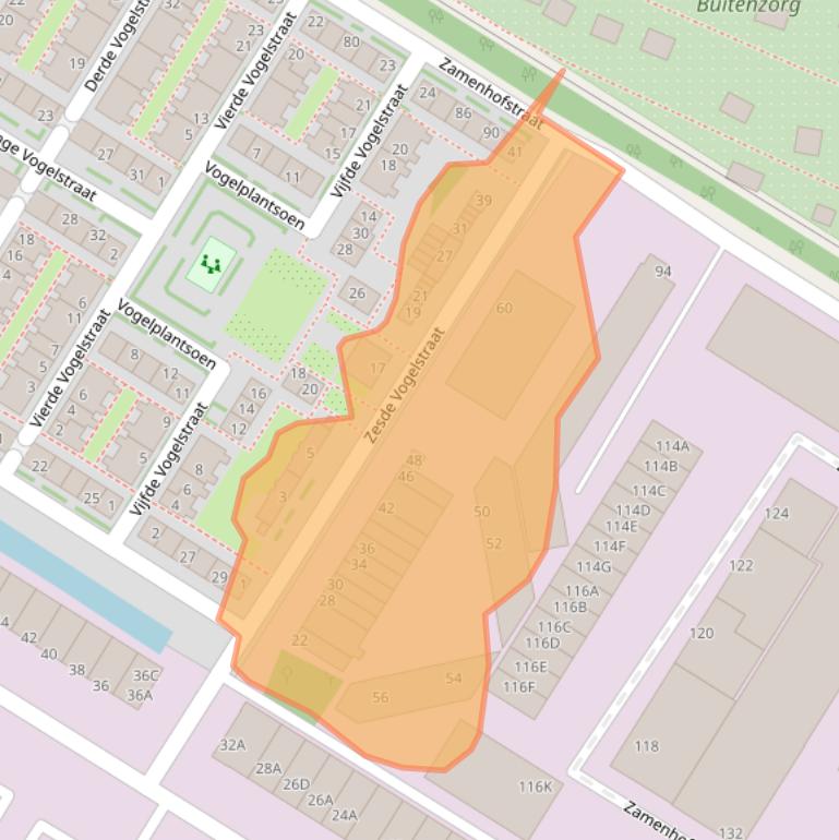 Kaart van postcodegebied 1022XE.