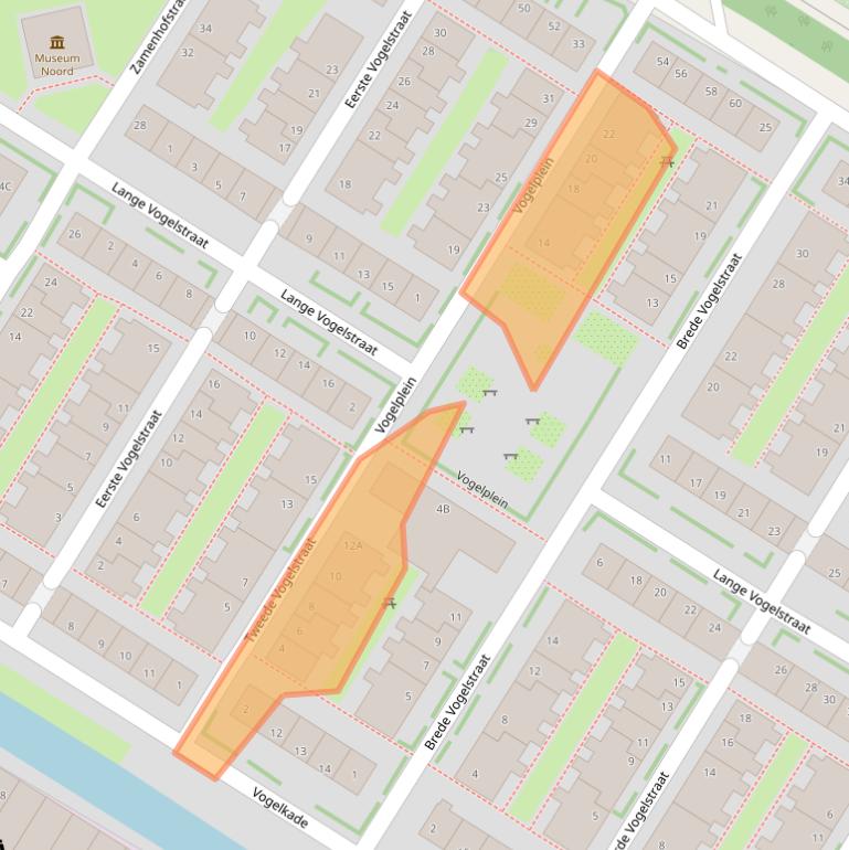 Kaart van postcodegebied 1022XS.