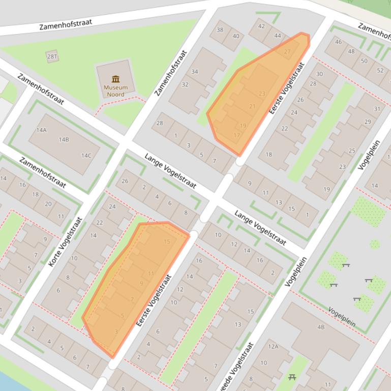 Kaart van postcodegebied 1022XT.