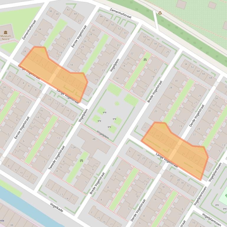 Kaart van postcodegebied 1022XX.