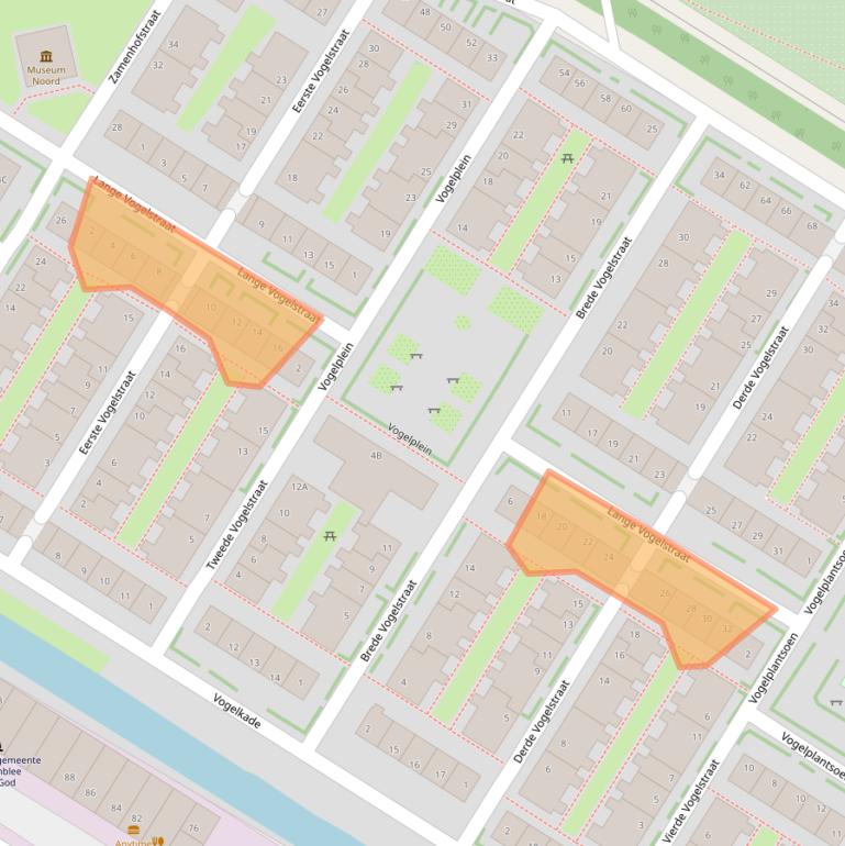 Kaart van postcodegebied 1022XZ.