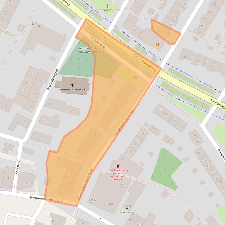 Kaart van postcodegebied 1023AA.