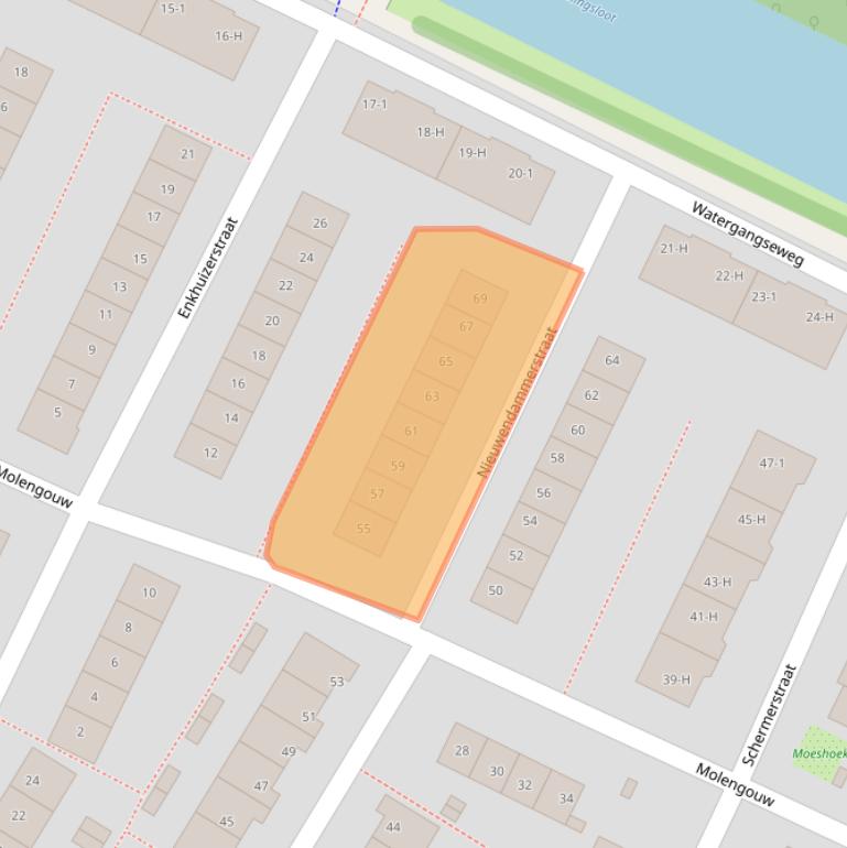 Kaart van postcodegebied 1023AC.