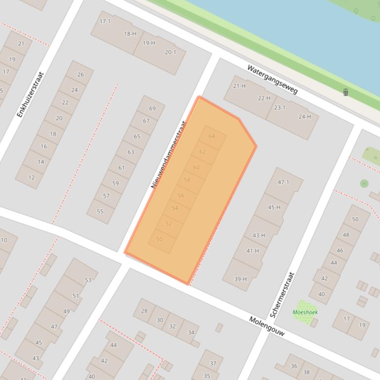 Kaart van postcodegebied 1023AG.