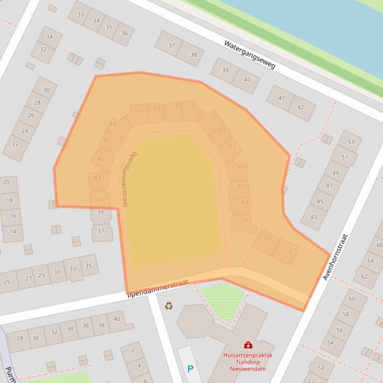 Kaart van postcodegebied 1023AT.