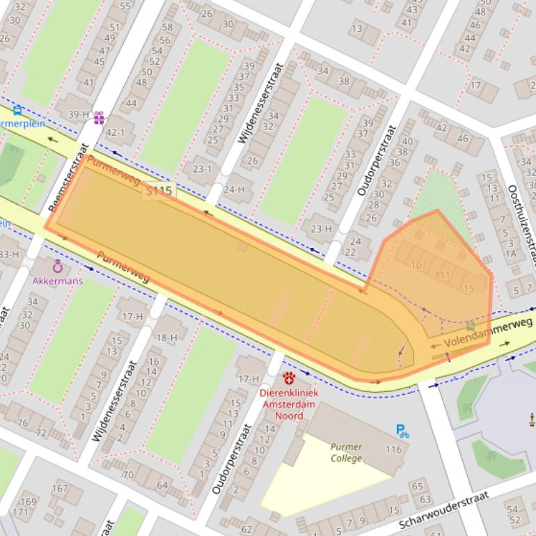 Kaart van postcodegebied 1023AZ.