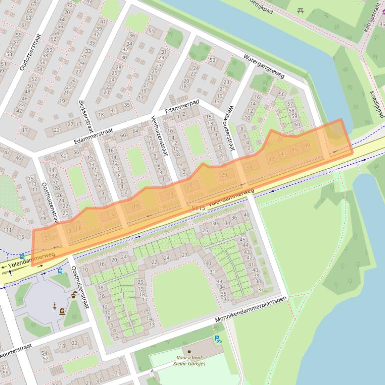 Kaart van postcodegebied 1023BE.