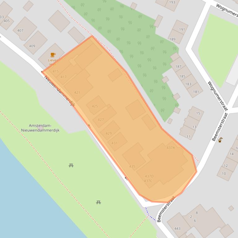 Kaart van postcodegebied 1023BM.