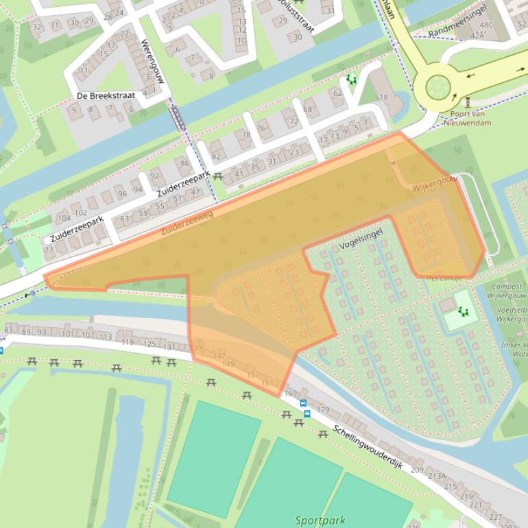 Kaart van postcodegebied 1023NC.