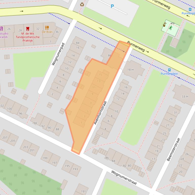 Kaart van postcodegebied 1023TP.