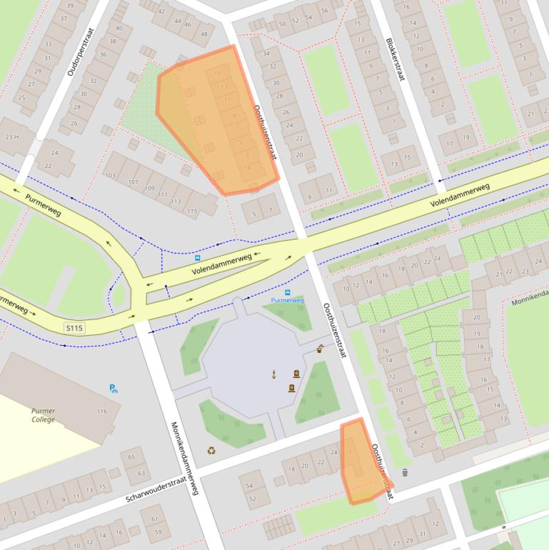 Kaart van postcodegebied 1023TW.