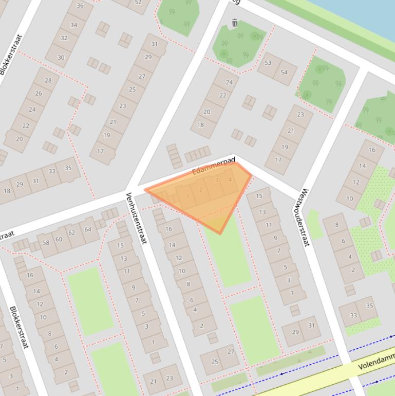 Kaart van postcodegebied 1023TZ.