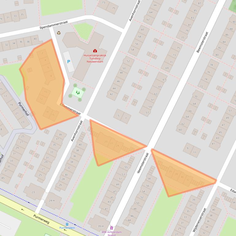 Kaart van postcodegebied 1023VB.