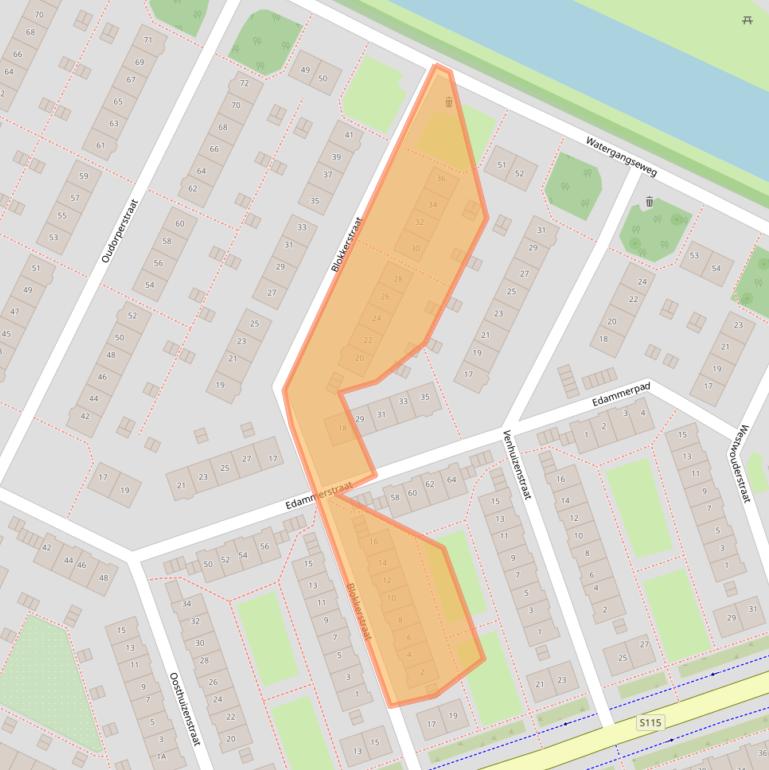 Kaart van postcodegebied 1023VJ.