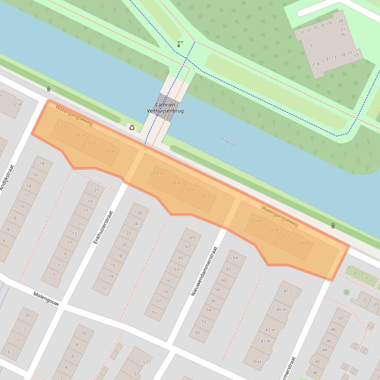 Kaart van postcodegebied 1023VL.