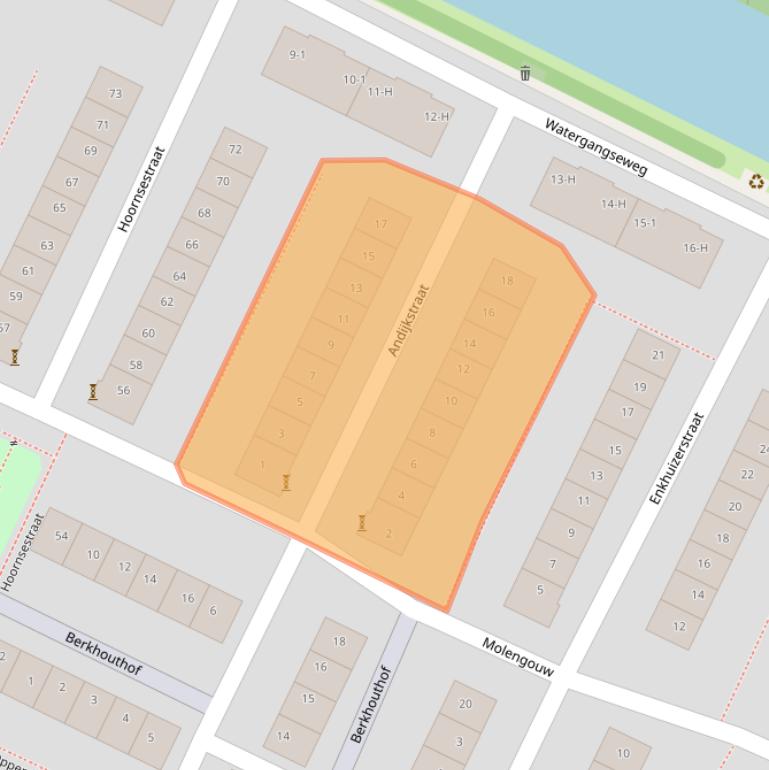 Kaart van postcodegebied 1023VW.