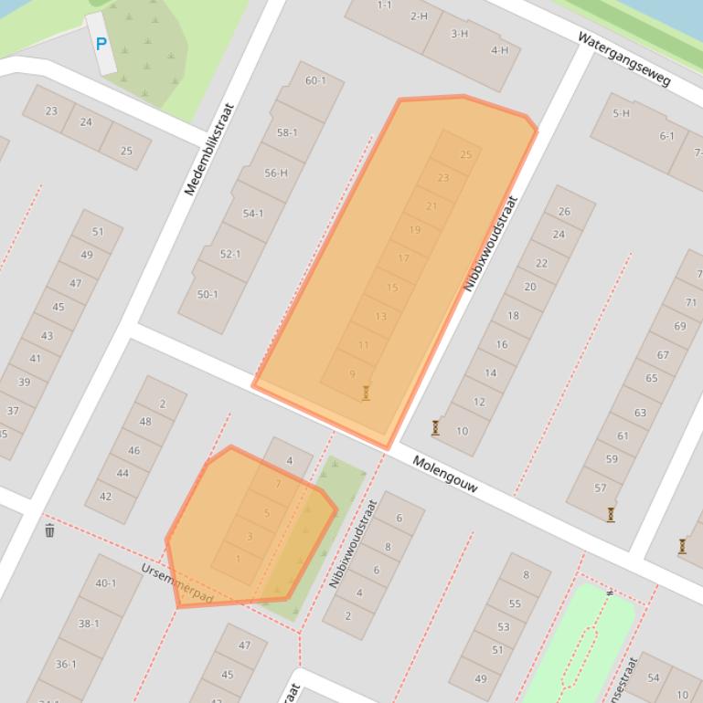 Kaart van postcodegebied 1023XK.