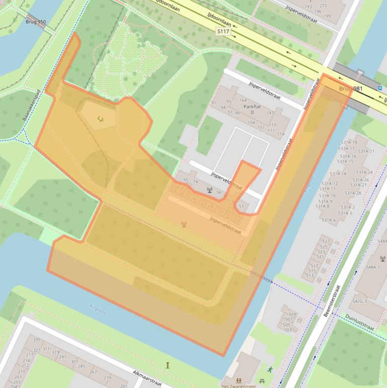 Kaart van postcodegebied 1024AA.