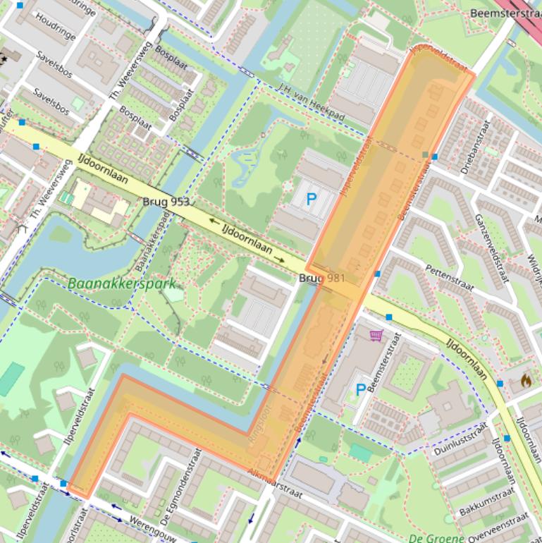 Kaart van postcodegebied 1024BE.