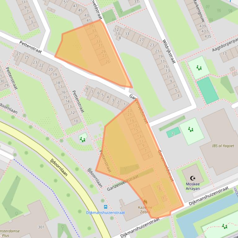 Kaart van postcodegebied 1024CM.