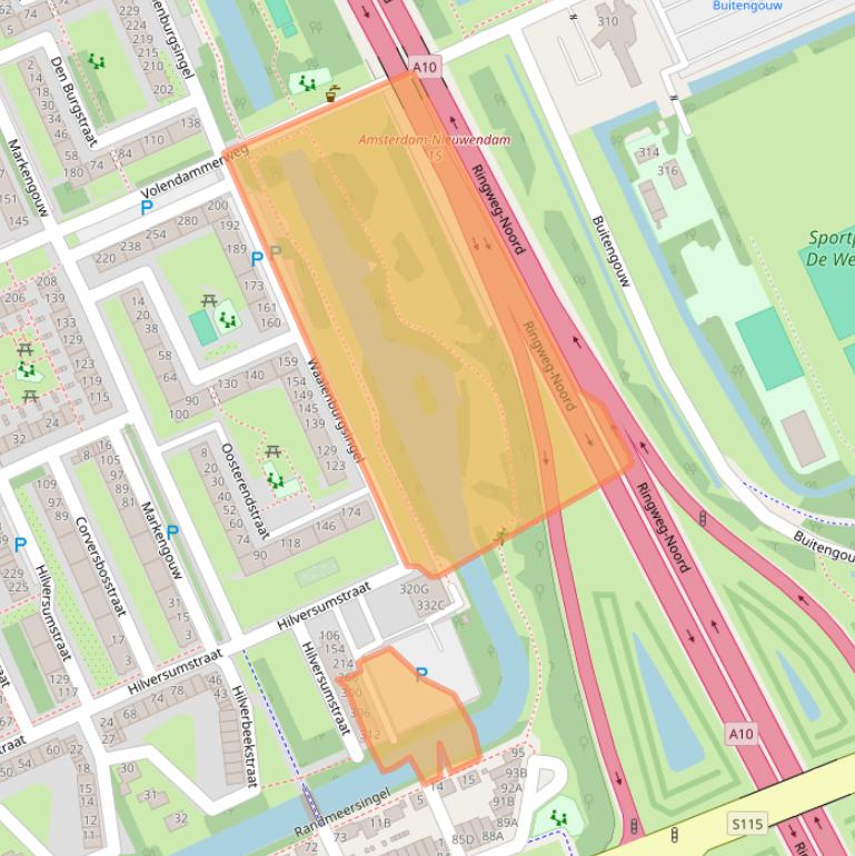Kaart van postcodegebied 1024KG.