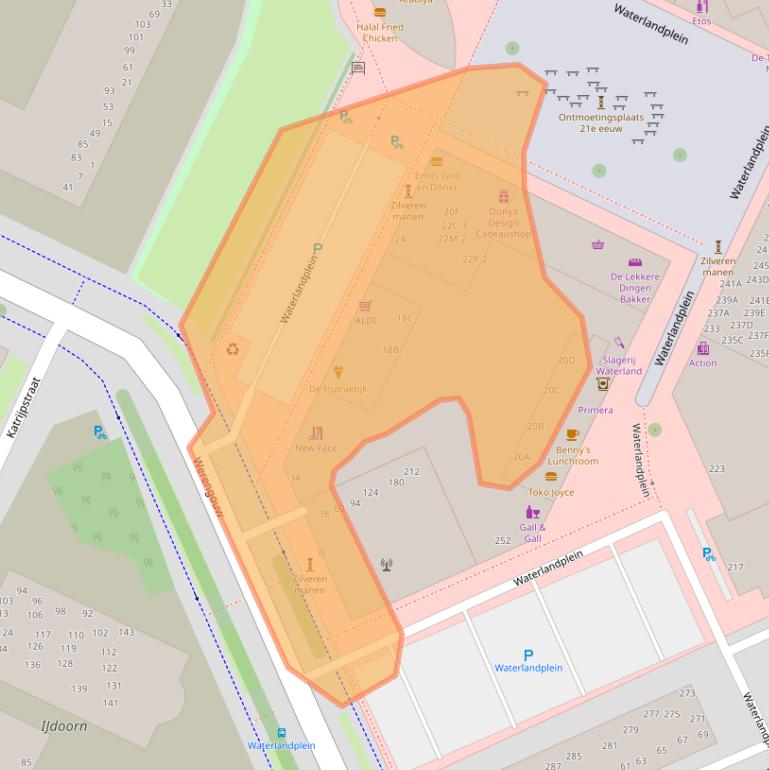 Kaart van postcodegebied 1024LW.