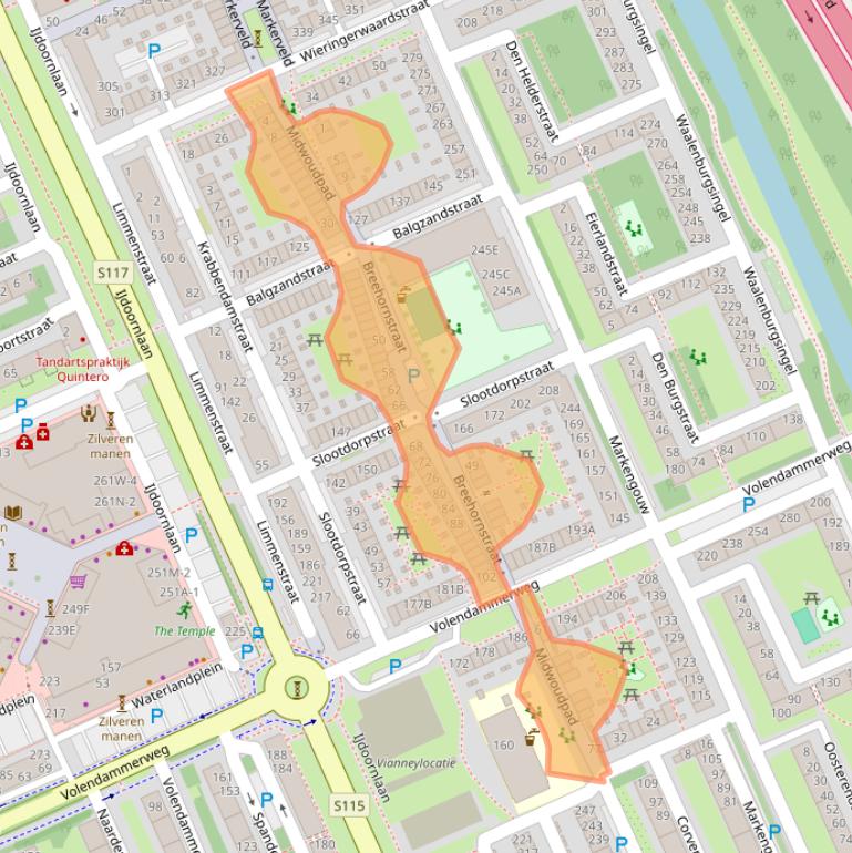 Kaart van postcodegebied 1024MC.