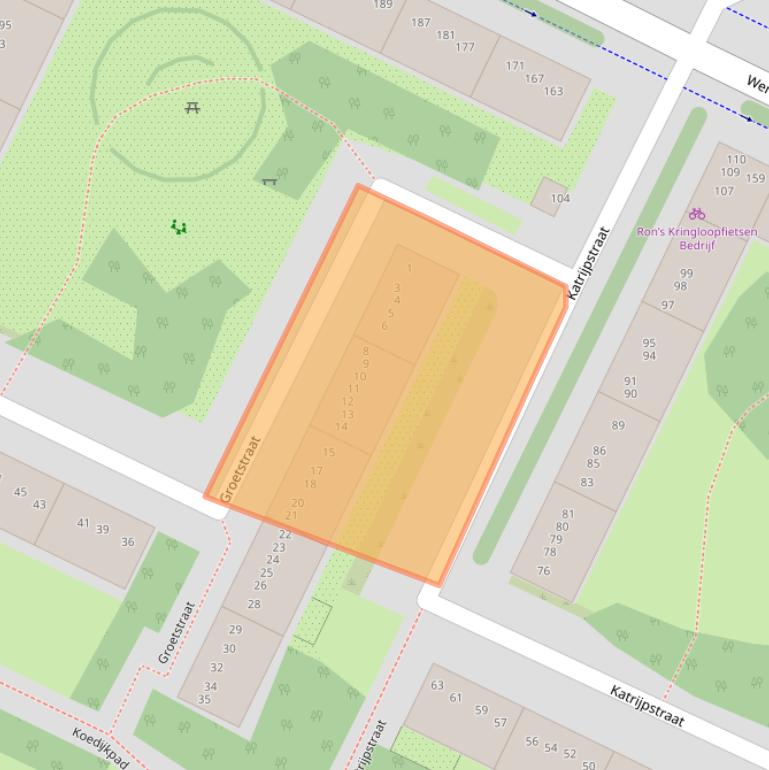 Kaart van postcodegebied 1024TV.