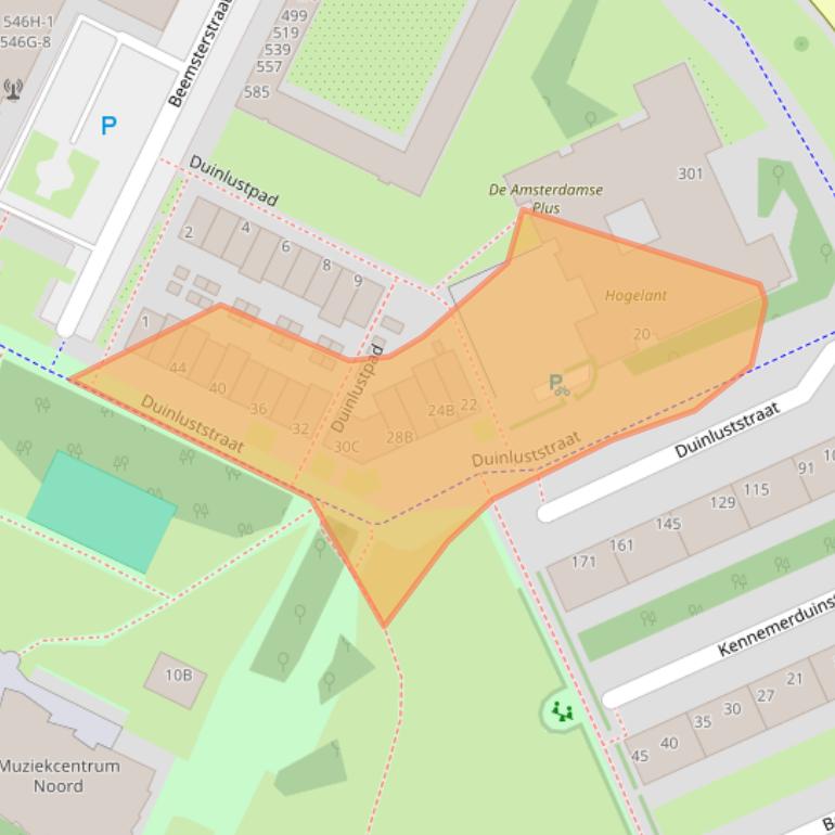 Kaart van postcodegebied 1024VK.