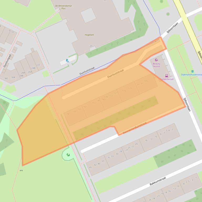 Kaart van postcodegebied 1024WC.