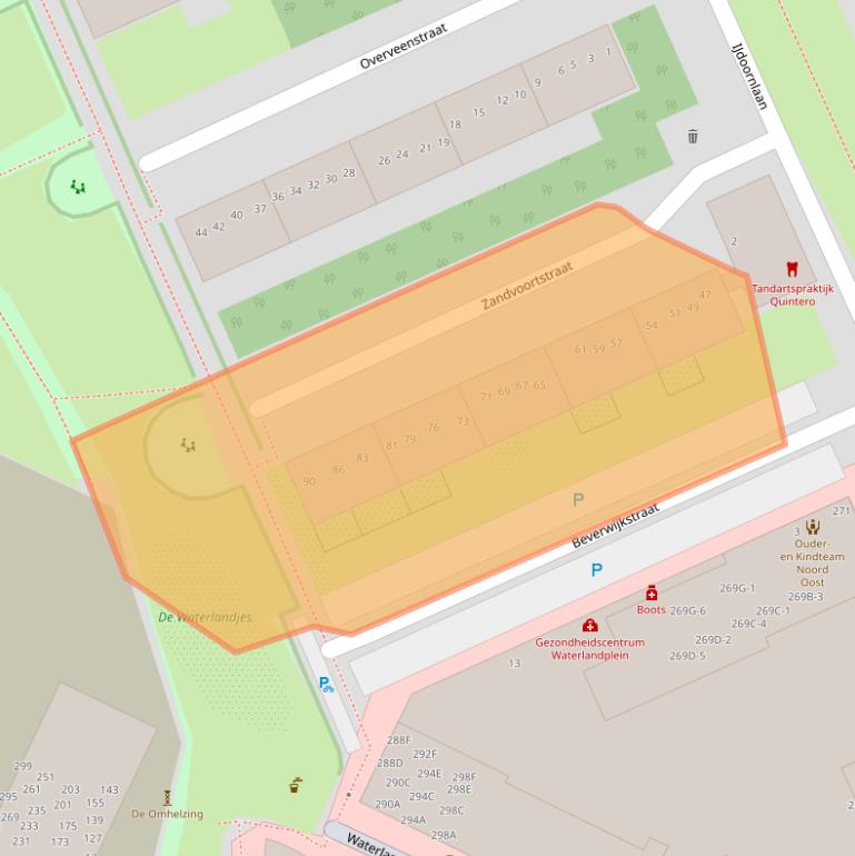 Kaart van postcodegebied 1024WE.
