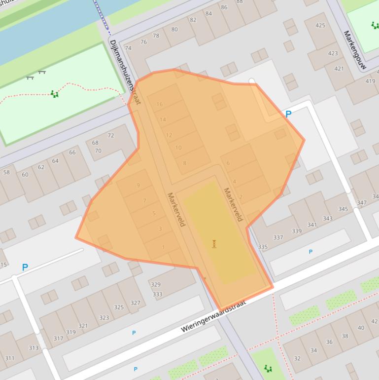 Kaart van postcodegebied 1024XS.