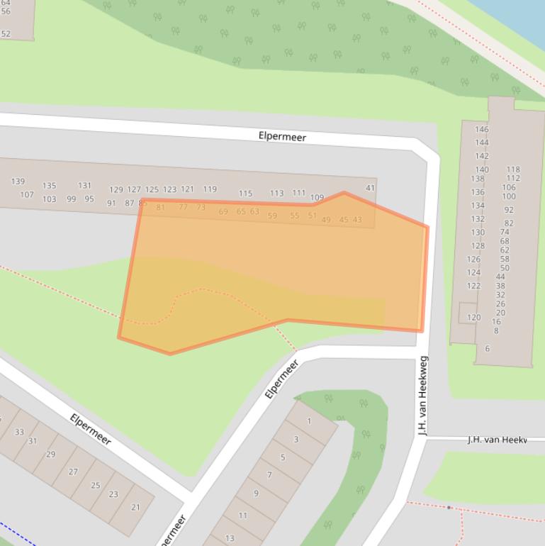 Kaart van postcodegebied 1025AB.