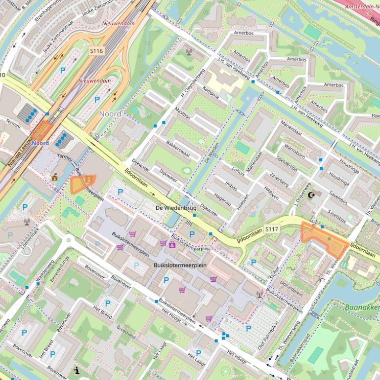 Kaart van postcodegebied 1025AZ.