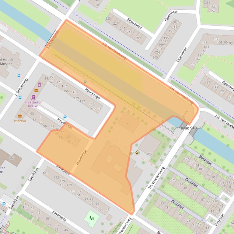 Kaart van postcodegebied 1025BA.